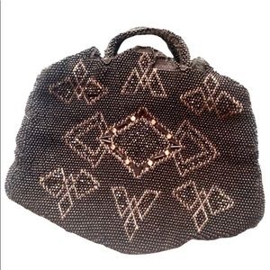 Vintage Czechoslovakian black bugle bead Purse